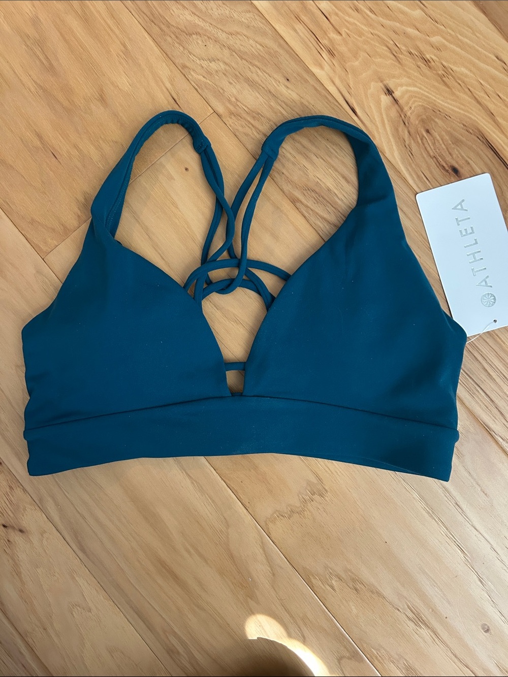 Athleta Deep Teal Strappy Women's Sports bra